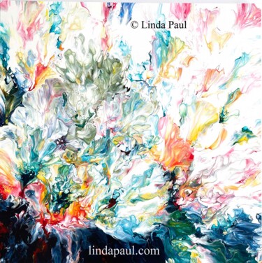 Malarstwo zatytułowany „Flower Power Abstra…” autorstwa Linda Paul, Oryginalna praca, Akryl