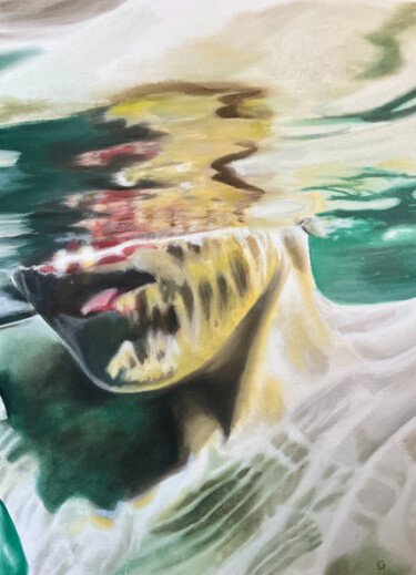 Картина под названием "En immersion(versio…" - Linda Bonnaffous, Подлинное произведение искусства, Масло