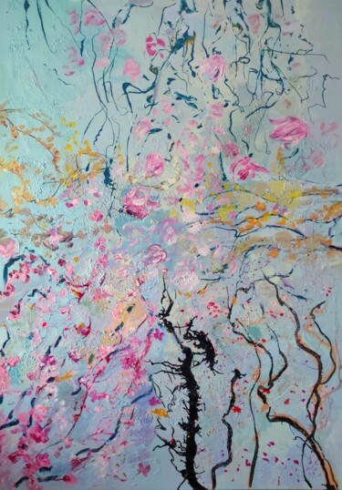 Картина под названием "Mère nature" - Linda Clerget, Подлинное произведение искусства, Акрил Установлен на Деревянная рама д…