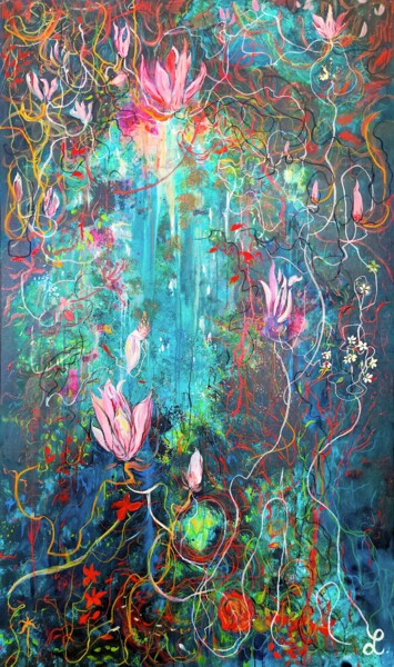 Peinture intitulée "Grotte interstellai…" par Linda Clerget, Œuvre d'art originale, Acrylique Monté sur Châssis en bois