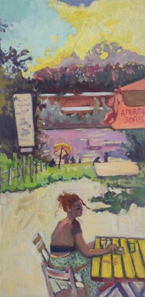 Картина под названием "Ambiance estivale à…" - Linda Clerget, Подлинное произведение искусства, Масло Установлен на Деревянн…
