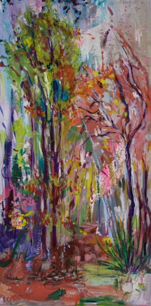 Картина под названием "Désir d'automne" - Linda Clerget, Подлинное произведение искусства, Акрил Установлен на Деревянная ра…