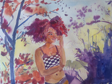 Painting titled "Summer Joy" by Linda Clerget, Original Artwork, Gouache