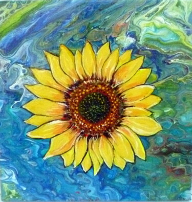 Peinture intitulée "Tournesol" par Linda Coleman (Sulaan), Œuvre d'art originale, Acrylique