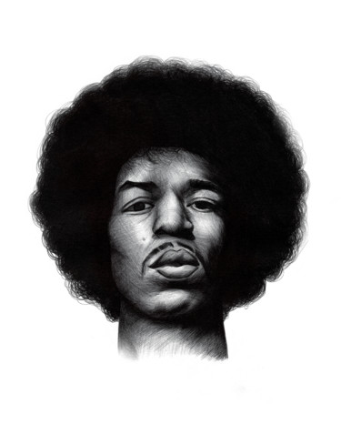 Drawing titled "Jimi Hendrix - Port…" by Lindsaynjh, Original Artwork, Ink