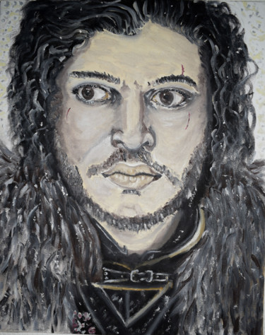 Painting titled "jon Snow" by Linda Guerin, Original Artwork, Oil