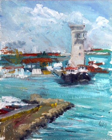 Pintura intitulada "Puerto Colon - Pana…" por Linda H Matthews, Obras de arte originais, Óleo