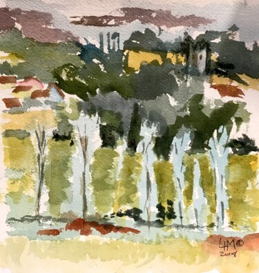 Painting titled "Willows Dedham Vale…" by Linda H Matthews, Original Artwork, Watercolor
