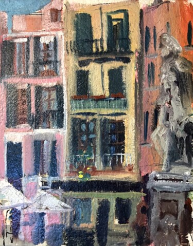 Painting titled "Placa de la Drassan…" by Linda H Matthews, Original Artwork, Oil