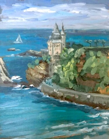 Painting titled "Villa Belza Biarrit…" by Linda H Matthews, Original Artwork, Oil