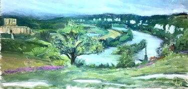 Peinture intitulée "les Berges de le Se…" par Linda H Matthews, Œuvre d'art originale, Huile