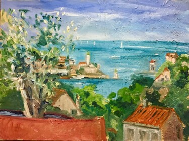 Schilderij getiteld "Port Vendres par Le…" door Linda H Matthews, Origineel Kunstwerk, Olie