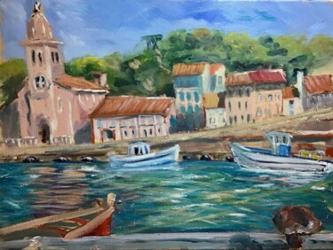 Картина под названием "Port Vendres" - Linda H Matthews, Подлинное произведение искусства, Масло Установлен на Деревянная ра…