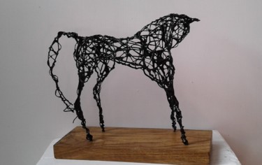 Sculpture titled "The Black Horse" by Linda Hoyle, Original Artwork, Mixed Media