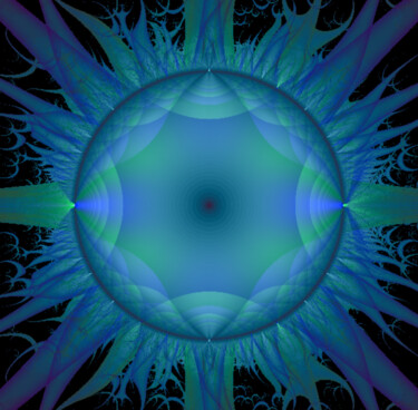 Arts numériques intitulée "blue-light-fractal.…" par Linda Jorza, Œuvre d'art originale, Travail numérique 2D