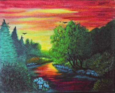 Painting titled "iris-creek3.jpg" by Linda Jorza, Original Artwork, Acrylic