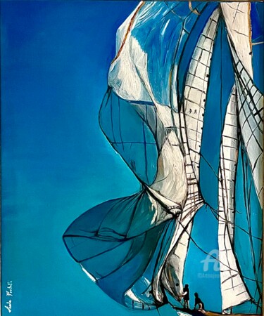 Peinture intitulée "La voile danse" par Linda Portelli, Œuvre d'art originale, Huile