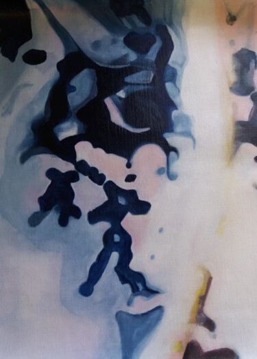 Peinture intitulée "Pierre rose et bleu…" par Linda Vanden Abeele, Œuvre d'art originale, Huile Monté sur Châssis en bois