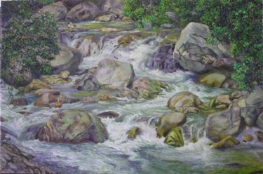 Painting titled "Chamang Waterfall -…" by Linda Chen, Original Artwork