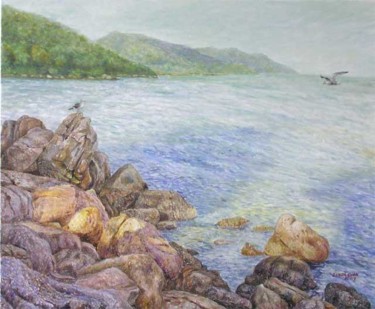 Painting titled "Morning - Batu Ferr…" by Linda Chen, Original Artwork, Oil