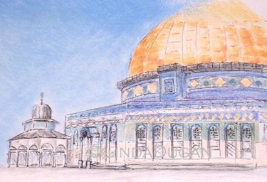 Painting titled "Dome of the Rock" by Linda Dugan, Original Artwork, Oil