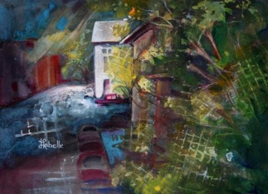 Painting titled "Nuit d'insomnie" by Linda Labelle, Original Artwork, Acrylic
