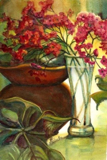 Peinture intitulée "Bouquet d'aubépines" par Linda Labelle, Œuvre d'art originale, Aquarelle