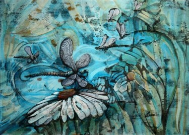 Картина под названием "Mouvement d'elles" - Linda Labelle, Подлинное произведение искусства, Акварель