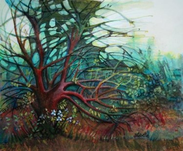 Peinture intitulée "Un vent de printemps" par Linda Labelle, Œuvre d'art originale, Encre