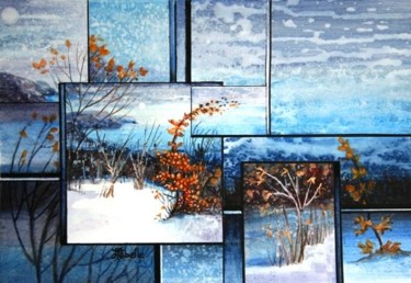 Peinture intitulée "L'hiver en multicou…" par Linda Labelle, Œuvre d'art originale, Aquarelle