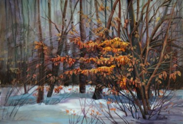 Painting titled "Balade en forêt" by Linda Labelle, Original Artwork, Acrylic