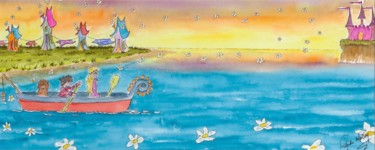 Peinture intitulée "Nous allons au chât…" par Linda Molloy, Œuvre d'art originale, Aquarelle