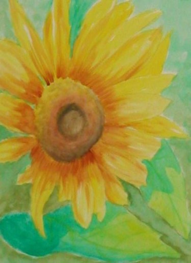 Painting titled "Sunflower in Waterc…" by Linda Quick, Original Artwork, Oil