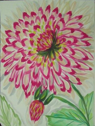 Painting titled "Dahlia" by Linda Quick, Original Artwork, Oil