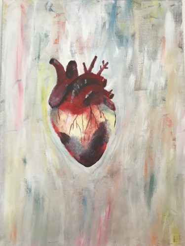 Malerei mit dem Titel "Maximilians Herz" von Linda Renner, Original-Kunstwerk, Acryl