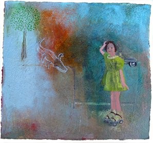 Peinture intitulée "She Can Fly" par Linda Rosenfield, Œuvre d'art originale, Huile