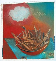 Painting titled "Fish Bowl" by Linda Rosenfield, Original Artwork
