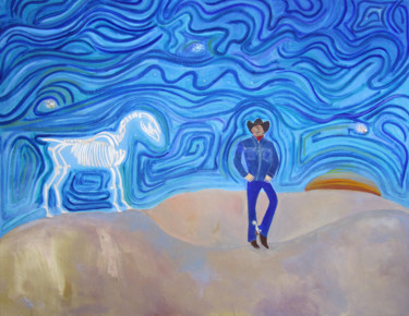 Digitale Kunst getiteld "Cowboy and His Horse" door Linda Rosenfield, Origineel Kunstwerk