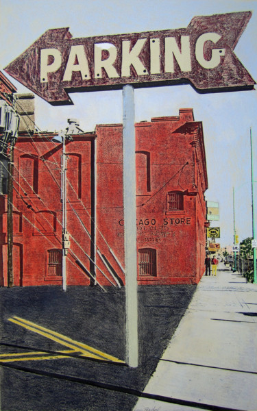 Painting titled "Parking / Chicago S…" by Linda Rosenfield, Original Artwork