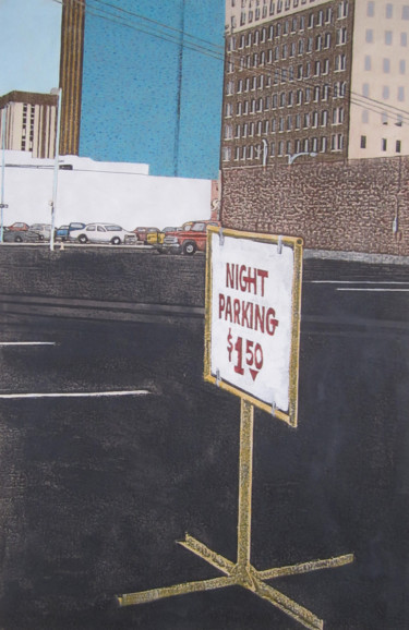 Painting titled "Night Parking $1.50" by Linda Rosenfield, Original Artwork