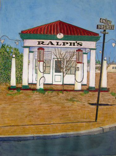 제목이 "Ralph's Gas Station"인 미술작품 Linda Rosenfield로, 원작