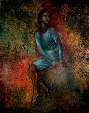 Painting titled "Sitting Girl" by L.Jakobsson, Original Artwork
