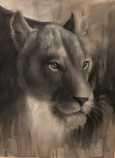 Drawing titled "Lioness" by L.Jakobsson, Original Artwork