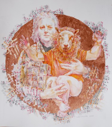 The Farmer's Daughter and the Golden Fleece Drawing titled "The Farmer's Daught…" by Linda Schneider, Original Art, Ink