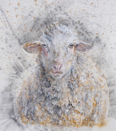 Drawing titled "Linden Sheep" by Linda Schneider, Original Artwork, Graphite