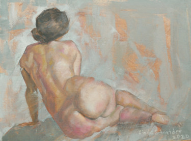 Painting titled "Back of a Nude" by Linda Schneider, Original Artwork, Oil