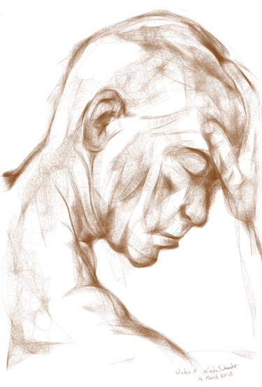 John - Hand on Head Digital Arts titled "John - Hand on Head" by Linda Schneider, Original Art, 2D Digital Work