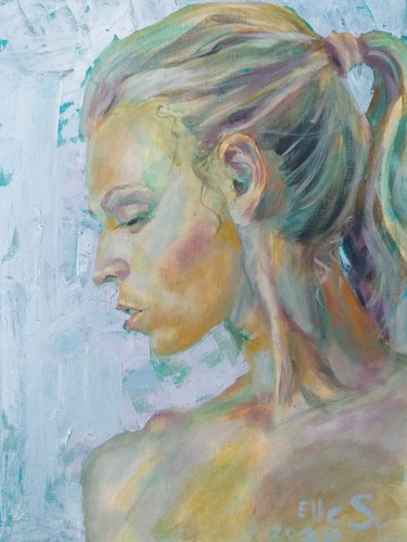 Картина под названием "Marine Teal Contemp…" - Linda Schneider, Подлинное произведение искусства, Акрил