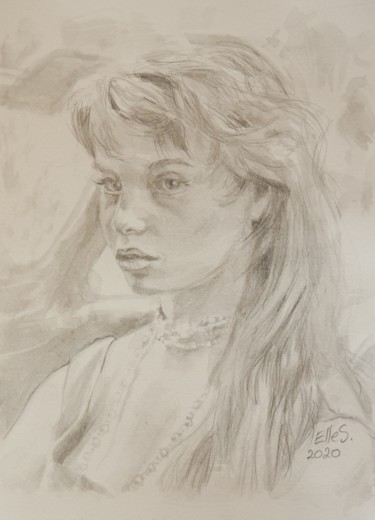 Young Brigitte Drawing titled "Young Brigitte" by Linda Schneider, Original Art, Graphite