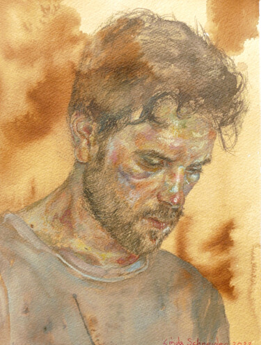 Drawing titled "Portrait of Tom" by Linda Schneider, Original Artwork, Chalk